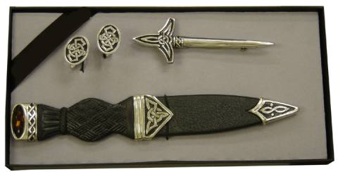3 piece Gift Set- Kilt Pin, Sgian Dubh, Cuff Links